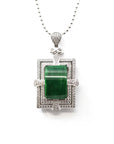 Baikalla Jewelry Silver Jadeite Necklace Baikalla™ Sterling Silver Jadeite Jade Classic Pendant Necklace With CZ