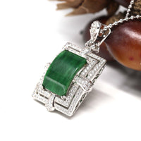 Baikalla Jewelry Silver Jadeite Necklace Baikalla™ Sterling Silver Jadeite Jade Classic Pendant Necklace With CZ