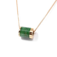Baikalla Jewelry Gold Jadeite Necklace 18k Rose Gold Jadeite Jade Diamond Pendant Necklace #SZD1058