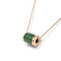 Baikalla Jewelry Gold Jadeite Necklace 18k Rose Gold Jadeite Jade Diamond Pendant Necklace #SZD1058