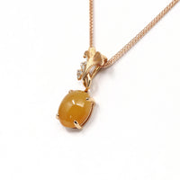 Baikalla Jewelry Gold Jadeite Necklace Pendant Only Baikalla™ "Apricot blossom " 18k Rose Gold Jadeite jade Diamond Pendant Necklace
