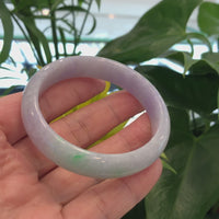 Natural Lavender- Green Jadeite Jade Bangle Bracelet (56.84 mm) #746