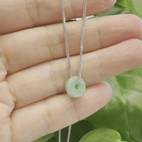 Baikalla™ "Good Luck Button" Necklace Real Jadeite Jade Lucky KouKou Donut Pendant Necklace