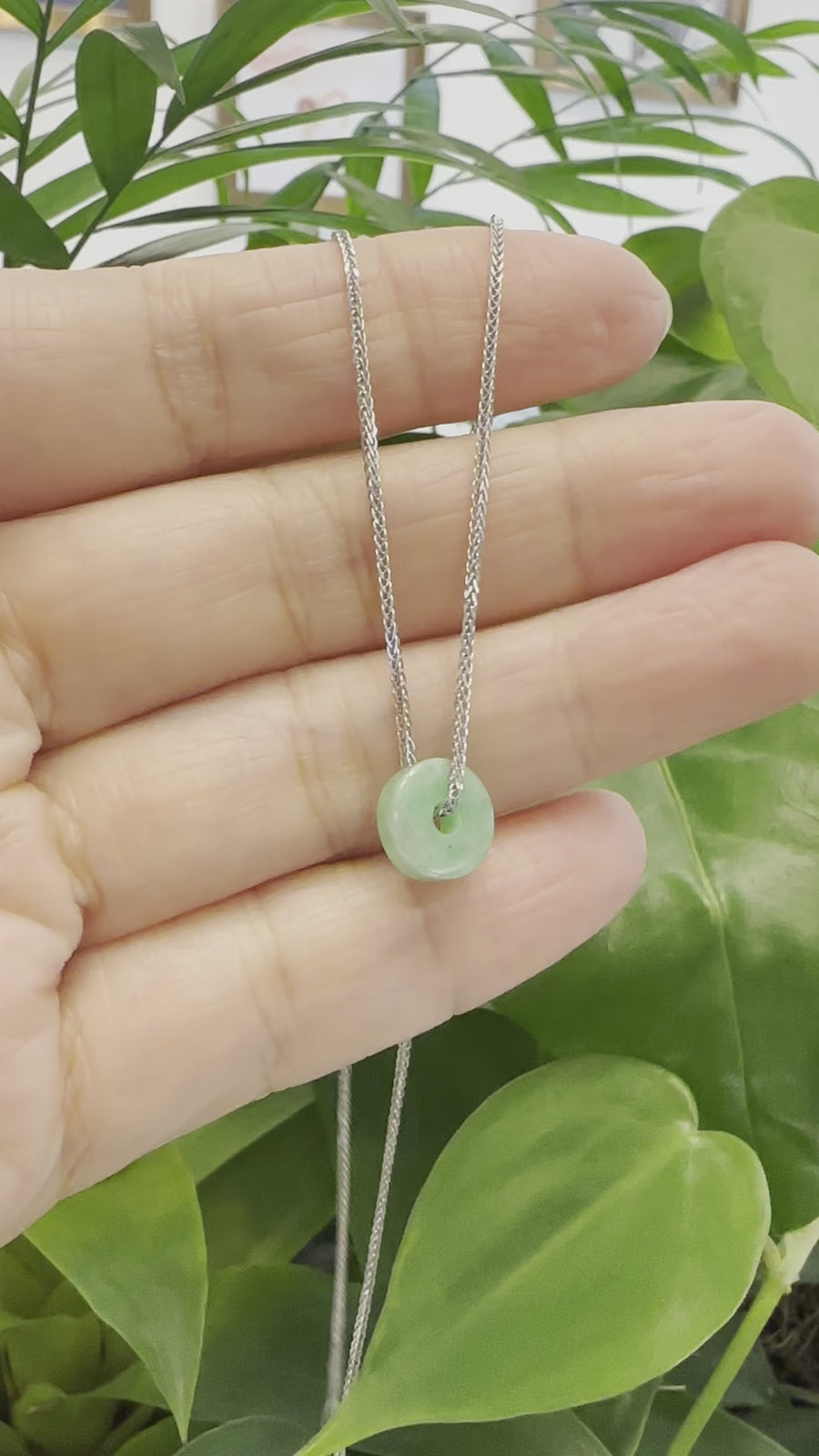 Baikalla™ "Good Luck Button" Necklace Real Jadeite Jade Lucky KouKou Donut Pendant Necklace