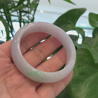 Genuine White & Green Burmese Jadeite Jade Bangle Bracelet (55.64 mm) #742