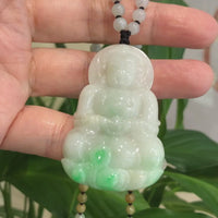 Baikalla "Goddess of Compassion" Genuine Burmese Jadeite Jade Guanyin Lotus Necklace