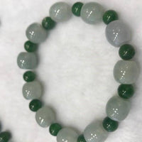 Baikalla Jewelry Jadeite Jade Bangle Bracelet Genuine Ice Jadeite Jade Nuggets Beads Bracelet with Green Jade
