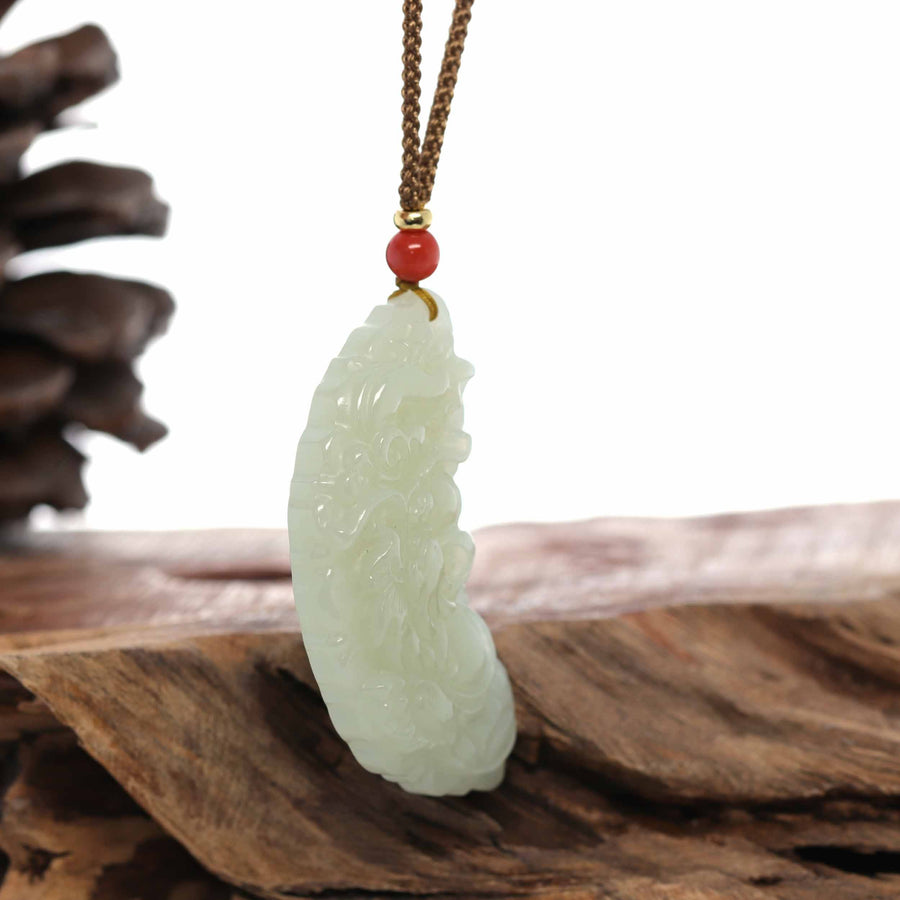 Baikalla Jewelry Jade Pendant Necklace Baikalla™ "Dragon & Phoenix" Genuine HeTian White Nephrite Jade Pendant Necklace