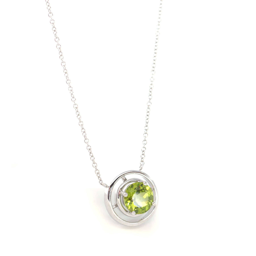 Baikalla Jewelry Gemstone Pendant Necklace 14k White Gold Genuine AAA Royal Peridot Pendant Necklace