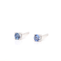 Baikalla Jewelry Gemstone Pendant Necklace Baikalla™ 14k White Gold Sapphire Round 4 Prong Stud Earrings
