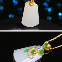 Baikalla Jewelry Jade Pendant Genuine Nephrite White & Green Jade Pendant Necklace & SS Accents