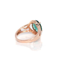 Baikalla Jewelry Gold Sapphire Ring 18k Rose Gold Lab-Created Blue Sapphire Ring With CZ