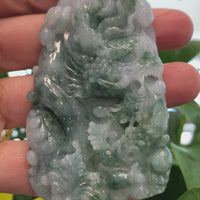 "Soaring Dragon" Natural Jadeite Jade Blue Green Pendant Necklace For Men, Collectibles.