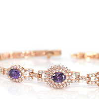 Baikalla Jewelry Gold Jade Bracelet Baikalla 18k Rose Gold Natural Amethyst Bracelet with CZ