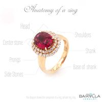 Baikalla Jewelry gold tourmaline ring 18k Rose Gold Natural Red Tourmaline with Diamonds Halo Ring