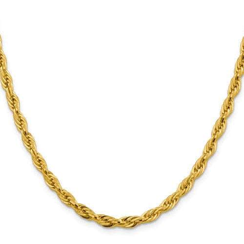 14K 5 mm Semi Solid Diamond-cut Rope with Lobster Clasp Gold Chain – BKLA