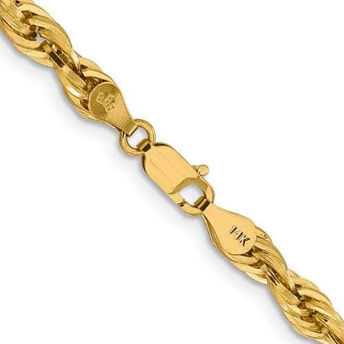 14K 5 mm Semi Solid Diamond-cut Rope with Lobster Clasp Gold Chain – BKLA