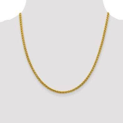 Baikalla Jewelry 14K Yellow Gold Pendant 14K 3.45mm Semi-Solid Spiga Wheat with Lobster Clasp Gold Chain
