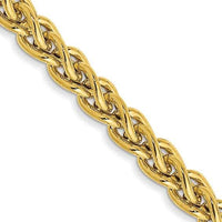 Baikalla Jewelry 14K Yellow Gold Pendant 14K 3.45mm Semi-Solid Spiga Wheat with Lobster Clasp Gold Chain