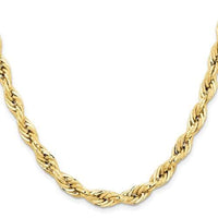 Baikalla Jewelry 14K Yellow Gold Pendant 18 in 14K 7.8 mm Semi Solid Diamond-cut Rope with Lobster Clasp Gold Chain