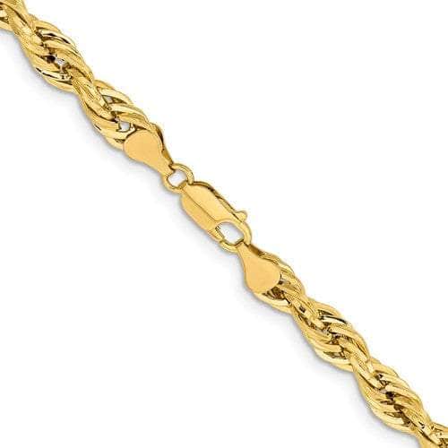 14K mm Semi Solid Diamond-cut Rope with Lobster Clasp Gold