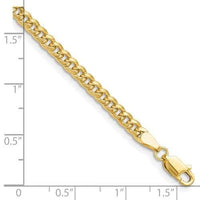 Baikalla Jewelry 14K Yellow Gold Chain 14K Yellow Gold 3.8 mm Semi-Solid Miami Cuban Chain with Lobster Clasp