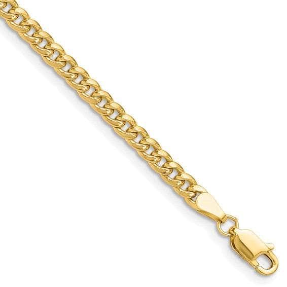 Baikalla Jewelry 14K Yellow Gold Chain 18 in 14K Yellow Gold 3.8 mm Semi-Solid Miami Cuban Chain with Lobster Clasp