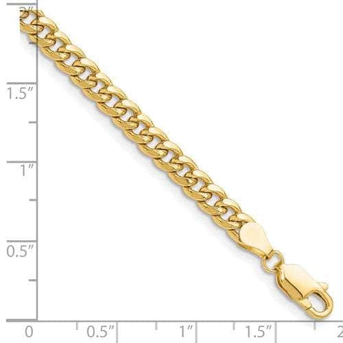 Baikalla Jewelry 14K Yellow Gold Chain 14K Yellow Gold 4.5 mm Semi-Solid Miami Cuban Chain with Lobster Clasp