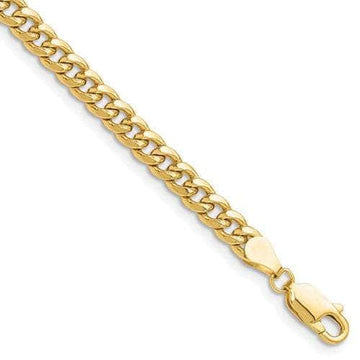 Baikalla Jewelry 14K Yellow Gold Chain 18 in 14K Yellow Gold 4.5 mm Semi-Solid Miami Cuban Chain with Lobster Clasp