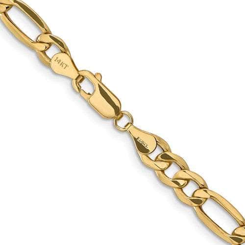 Baikalla Jewelry 14K Yellow Gold Pendant 14K 6.5mm Semi-Solid Figaro with Lobster Clasp Yellow Gold Chain
