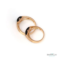 Baikalla Jewelry Gold Jadeite Jade Ring Baikalla™ "Classic Half Round Cabochon" Genuine Burmese Emerald Cut Black Jadeite Jade Engagement Ring