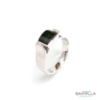 Baikalla Jewelry Gold Jadeite Jade Ring Genuine Burmese Black Jadeite Jade Engagement Men's Ring Unfinished