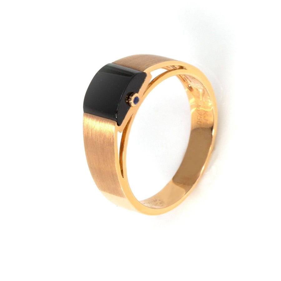 Baikalla Jewelry Gold Jadeite Jade Ring 5 Baikalla™ "Classic Half Round Cabochon" Genuine Burmese Emerald Cut Black Jadeite Jade Engagement Ring
