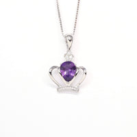 Baikalla Jewelry Silver Citrine Necklace Amethyst Baikalla "LOVE Crown" Sterling Silver Natural Crown Amethyst Necklace With CZ