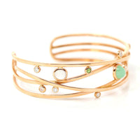 Baikalla Jewelry Gold Jade Bracelet 18k Rose Gold Oval Bracelet Bangle with Jade & Diamonds