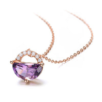 Baikalla Jewelry Amethyst Necklace 18k Rose Gold Genuine Amethyst Pendant Necklace With Diamonds Baikalla™ "Jean" 18K Gold Genuine Topaz Necklace W/Diamonds "My other Half is You" Collection