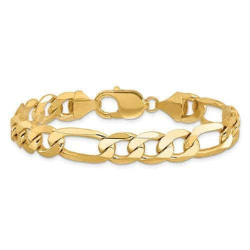Baikalla Jewelry 14K Yellow Gold Pendant 7 in 14K 10 mm Solid Flat Figaro with Lobster Clasp Yellow Gold Bracelet