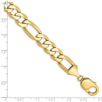 Baikalla Jewelry 14K Yellow Gold Pendant 14K 10 mm Solid Flat Figaro with Lobster Clasp Yellow Gold Bracelet