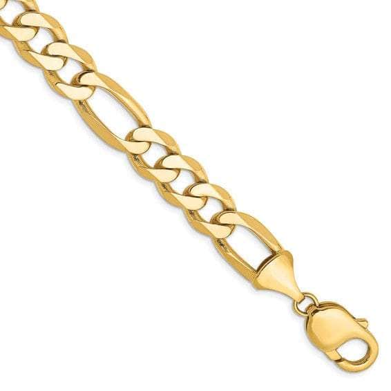 Baikalla Jewelry 14K Yellow Gold Pendant 14K 10 mm Solid Flat Figaro with Lobster Clasp Yellow Gold Bracelet