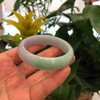 Baikalla Jewelry Jadeite Jade Bangle Bracelet High-quality Lavender-Green Natural Burmese Jadeite Jade Bangle (57.12 mm ) #325