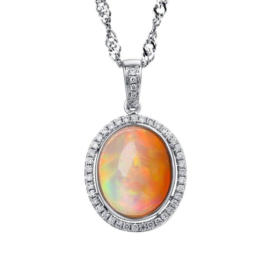 Baikalla Jewelry Opal Jewelry Baikalla™ "Ethiopian Opal" 18k gold Ethiopian Opal Pendant W/Diamonds