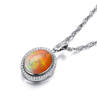 Baikalla Jewelry Opal Jewelry Baikalla™ "Ethiopian Opal" 18k gold Ethiopian Opal Pendant W/Diamonds