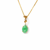 Baikalla Jewelry Gold Jadeite Necklace 18k Yellow Gold Jadeite Jade Diamond Pendant Necklace