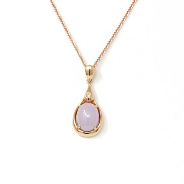 Baikalla Jewelry Gold Jadeite Necklace 18k Rose Gold Lavender Jadeite jade Diamond Pendant Necklace