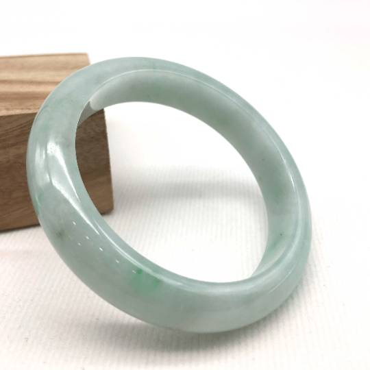 Baikalla Jewelry Jadeite Jade Bangle Bracelet Genuine Burmese Green Jadeite Jade Bangle Bracelet (56.6mm)#SZS1001