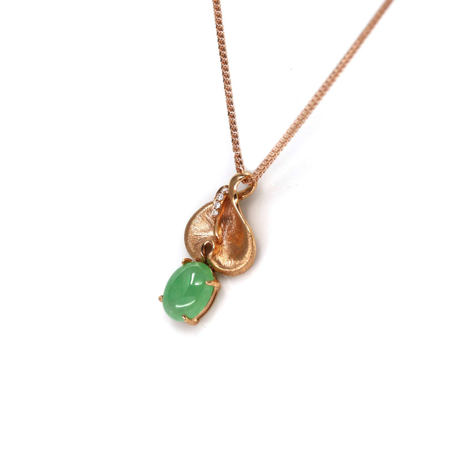 Baikalla Jewelry Gold Jadeite Necklace Pedant Only 18k Rose Gold Jadeite Jade Diamond Pendant Necklace