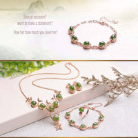 Baikalla Jewelry Gold Jade Ring "Prosperity" Genuine Nephrite Green Jade Sterling Silver Matching Set