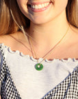 Baikalla Jewelry Jade Pendant Necklace Genuine HeTian Nephrite Green Jade Lucky KouKou Circle Pendant Necklace
