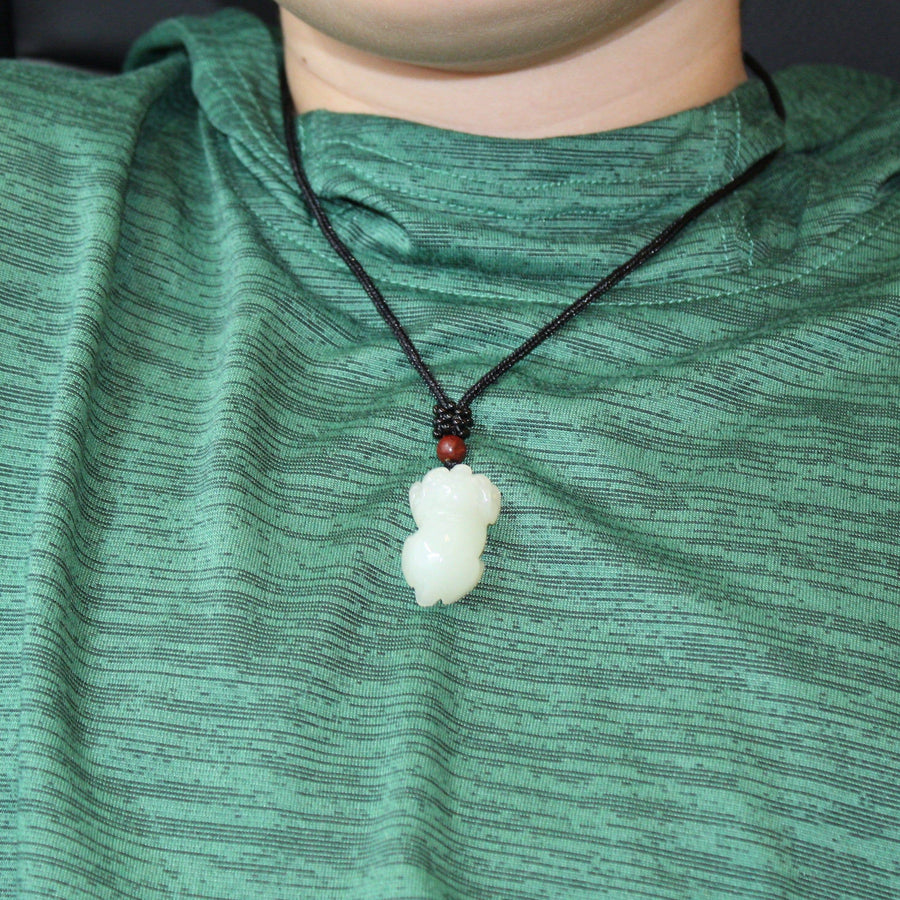 Baikalla Jewelry Jade Pendant Nephrite White Jade, Lucky Pig Pendant Necklace