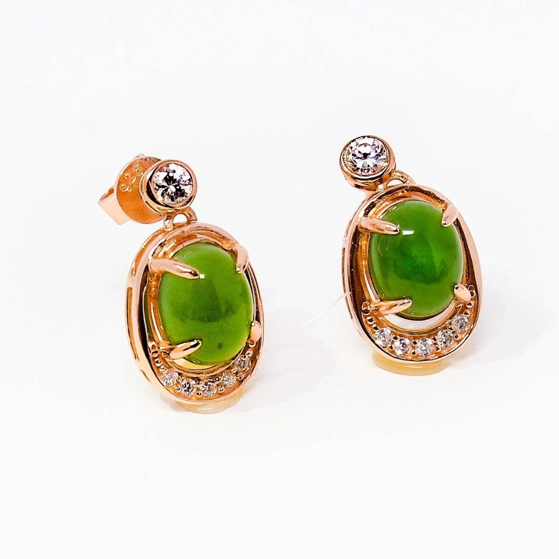 Baikalla Jewelry Gold Jade Ring "Prosperity" Genuine Nephrite Green Jade Sterling Silver Matching Set